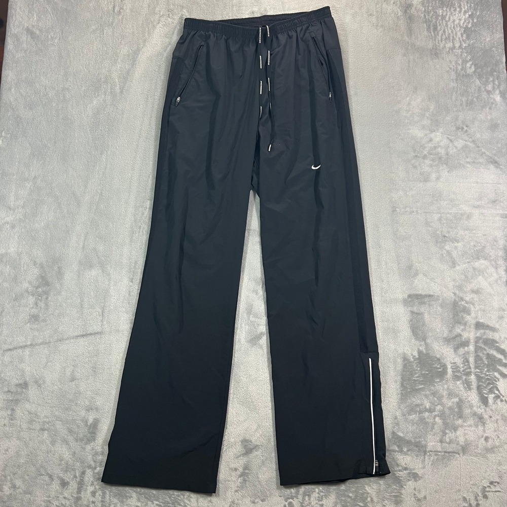 NIKE Dri-FIT Running Pants Mens Large Black Zipper Pockets Ankle 640111-010 2014